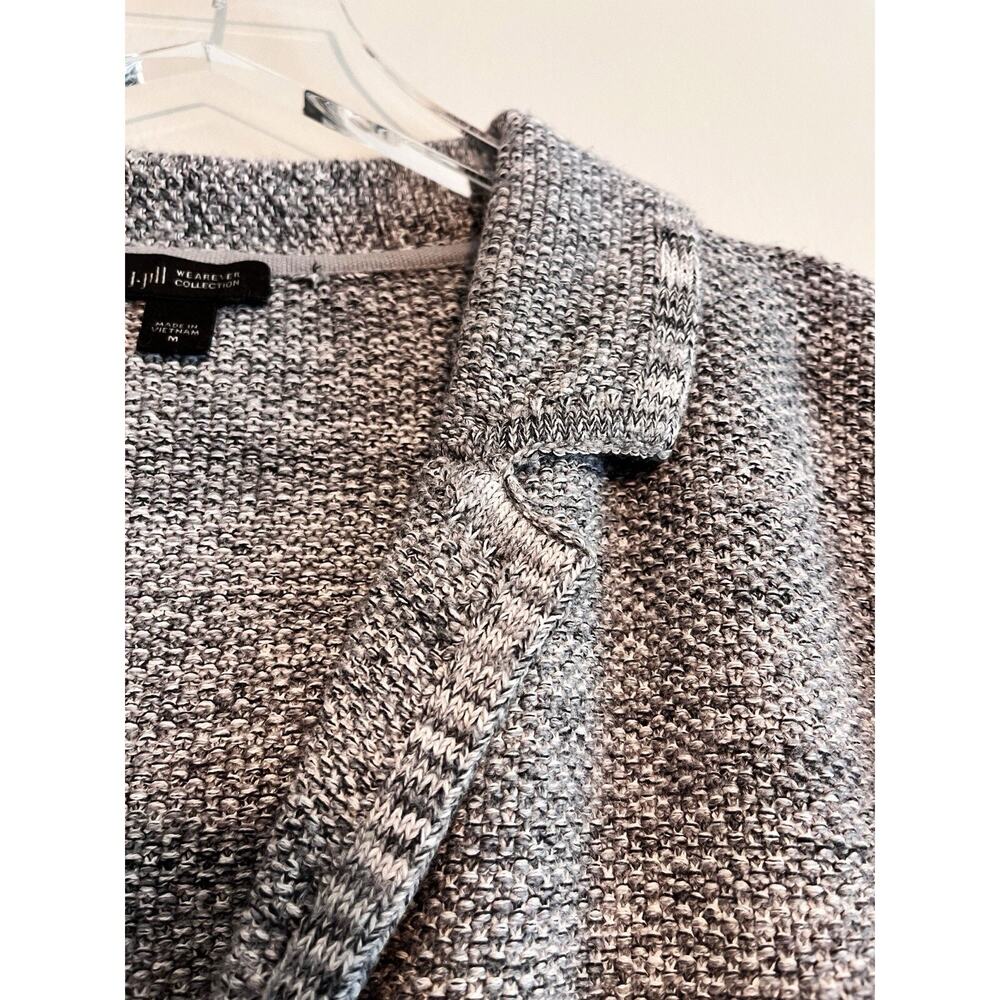 J. Jill Wearever Collection Gray Cotton Blend Sweater Cardigan Blazer Medium - Picture 6 of 16